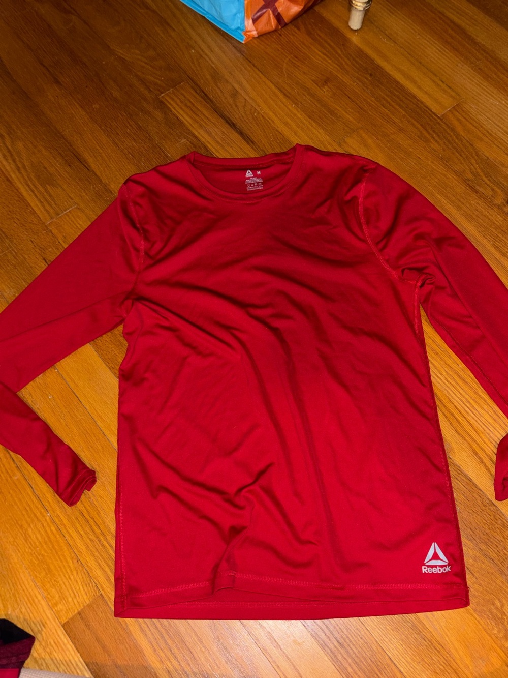 Reebok Men’s Long-Sleeve Athletic Tee — Red